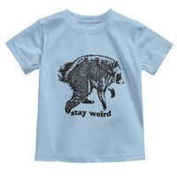 Stay Weird Jimothy the Raccoon Vintage Woodcut Style Graphic Toddler T Shirt Funny Seattle Trash Panda Meme