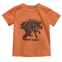 Stay Weird Jimothy the Raccoon Vintage Woodcut Style Graphic Toddler T Shirt Funny Seattle Trash Panda Meme