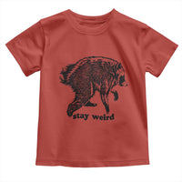 Stay Weird Jimothy the Raccoon Vintage Woodcut Style Graphic Toddler T Shirt Funny Seattle Trash Panda Meme