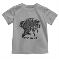 Stay Weird Jimothy the Raccoon Vintage Woodcut Style Graphic Toddler T Shirt Funny Seattle Trash Panda Meme