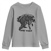 Stay Weird Jimothy the Raccoon Vintage Woodcut Style Graphic Youth Sweatshirt Funny Seattle Trash Panda Meme