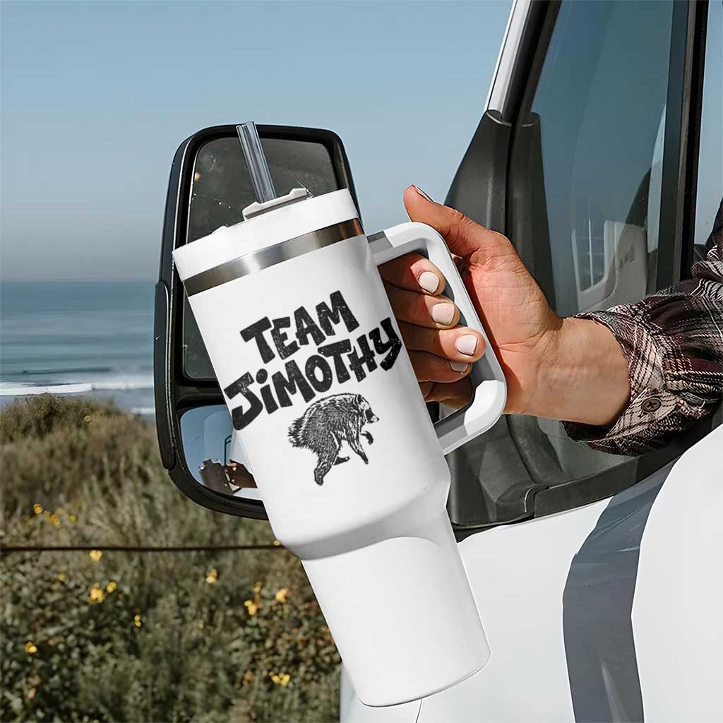 Vintage Team Jimothy the Raccoon Fan Club Tumbler With Handle Viral Seattle Trash Panda Lover Supporter