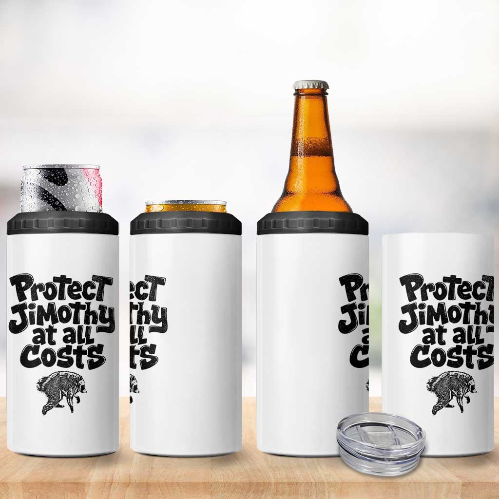 Protect Jimothy At All Costs Viral Seattle Raccoon 4 in 1 Can Cooler Tumbler Trash Panda Legend Lover Supporter