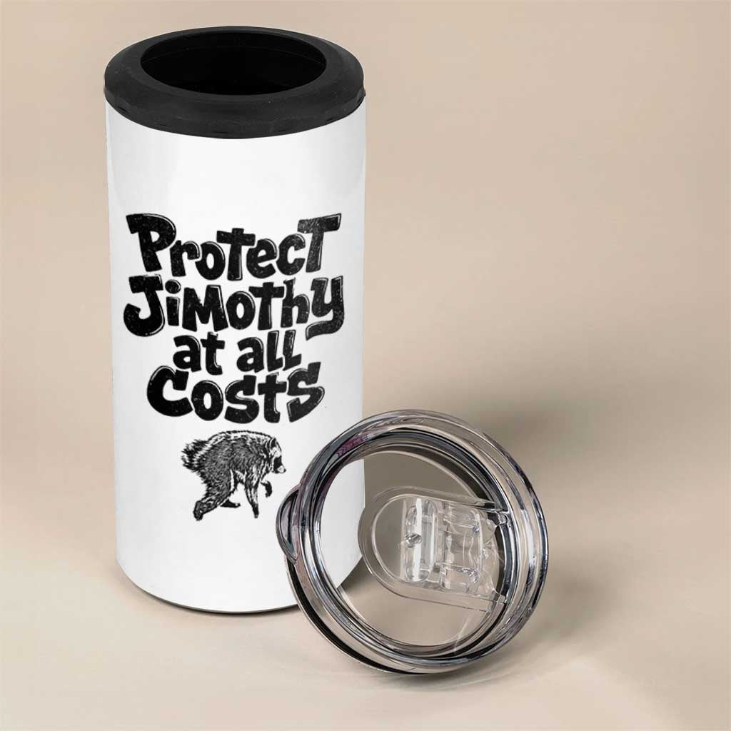 Protect Jimothy At All Costs Viral Seattle Raccoon 4 in 1 Can Cooler Tumbler Trash Panda Legend Lover Supporter