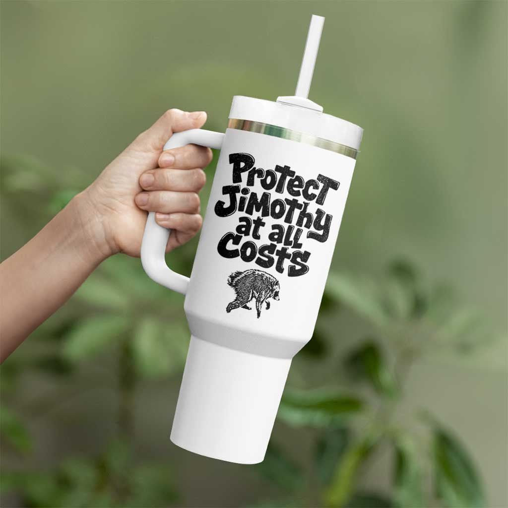 Protect Jimothy At All Costs Viral Seattle Raccoon Tumbler With Handle Trash Panda Legend Lover Supporter