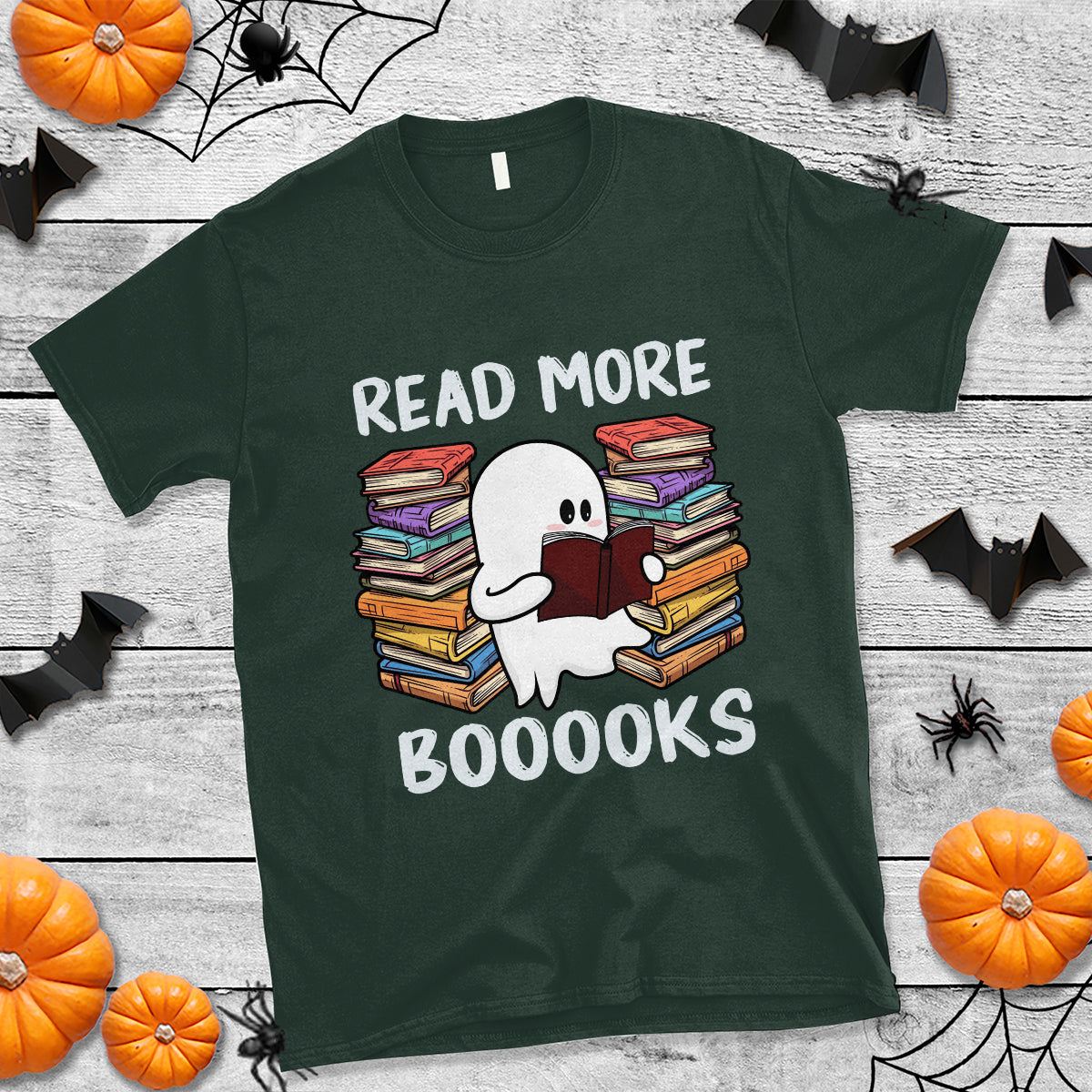Halloween Reading T Shirt Read More Books Cute Ghost Boo Sheet - Wonder Print Shop