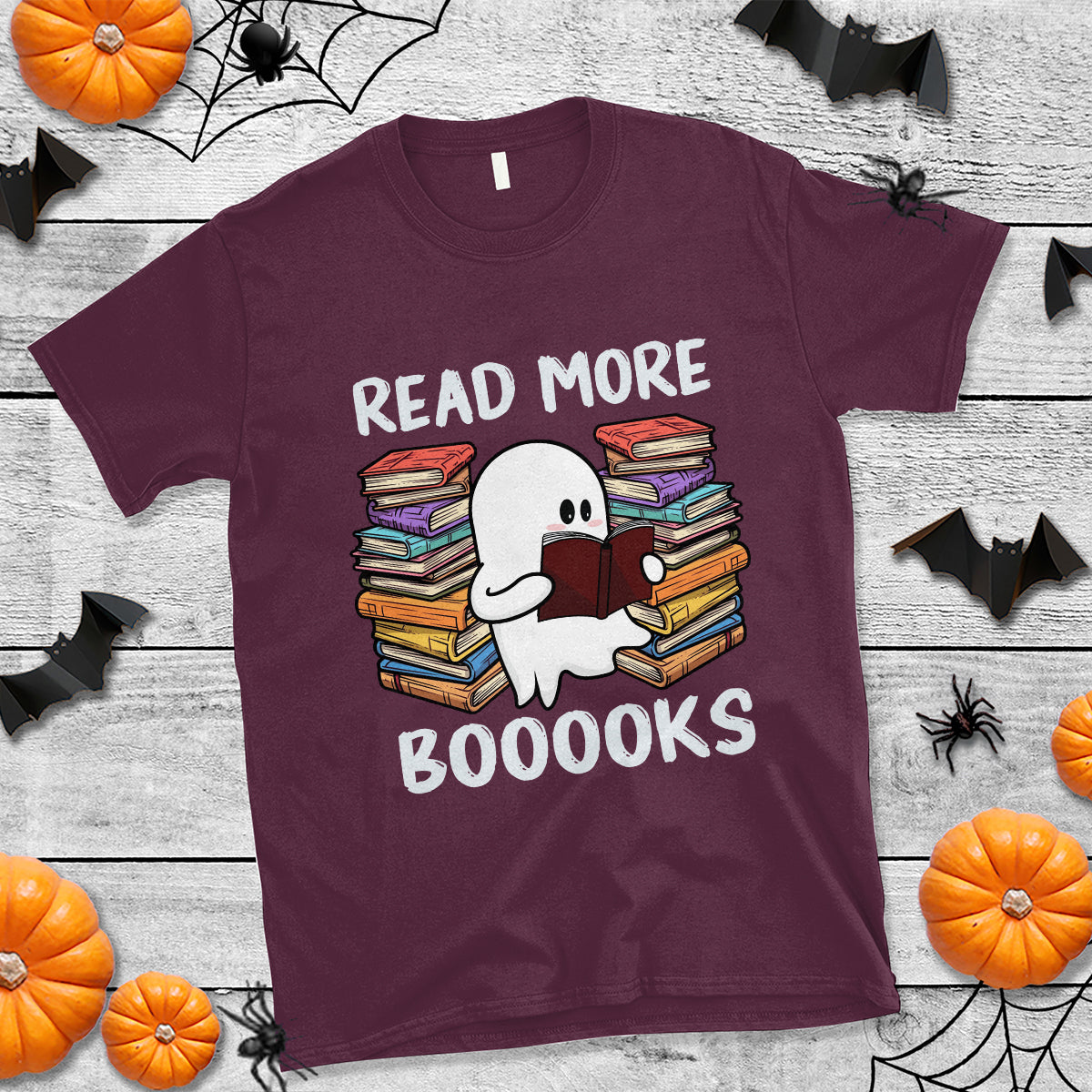 Halloween Reading T Shirt Read More Books Cute Ghost Boo Sheet - Wonder Print Shop