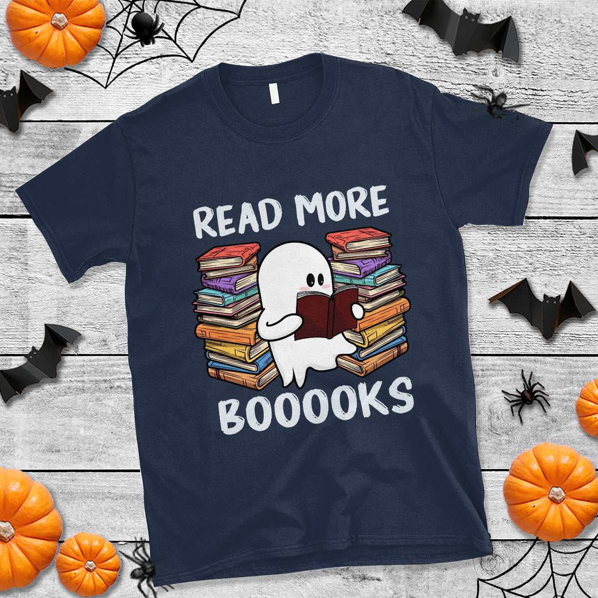 Halloween Reading T Shirt Read More Books Cute Ghost Boo Sheet - Wonder Print Shop