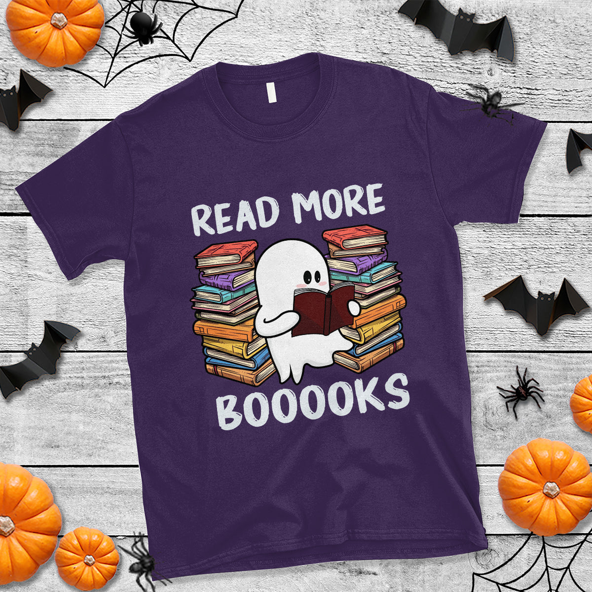 Halloween Reading T Shirt Read More Books Cute Ghost Boo Sheet - Wonder Print Shop