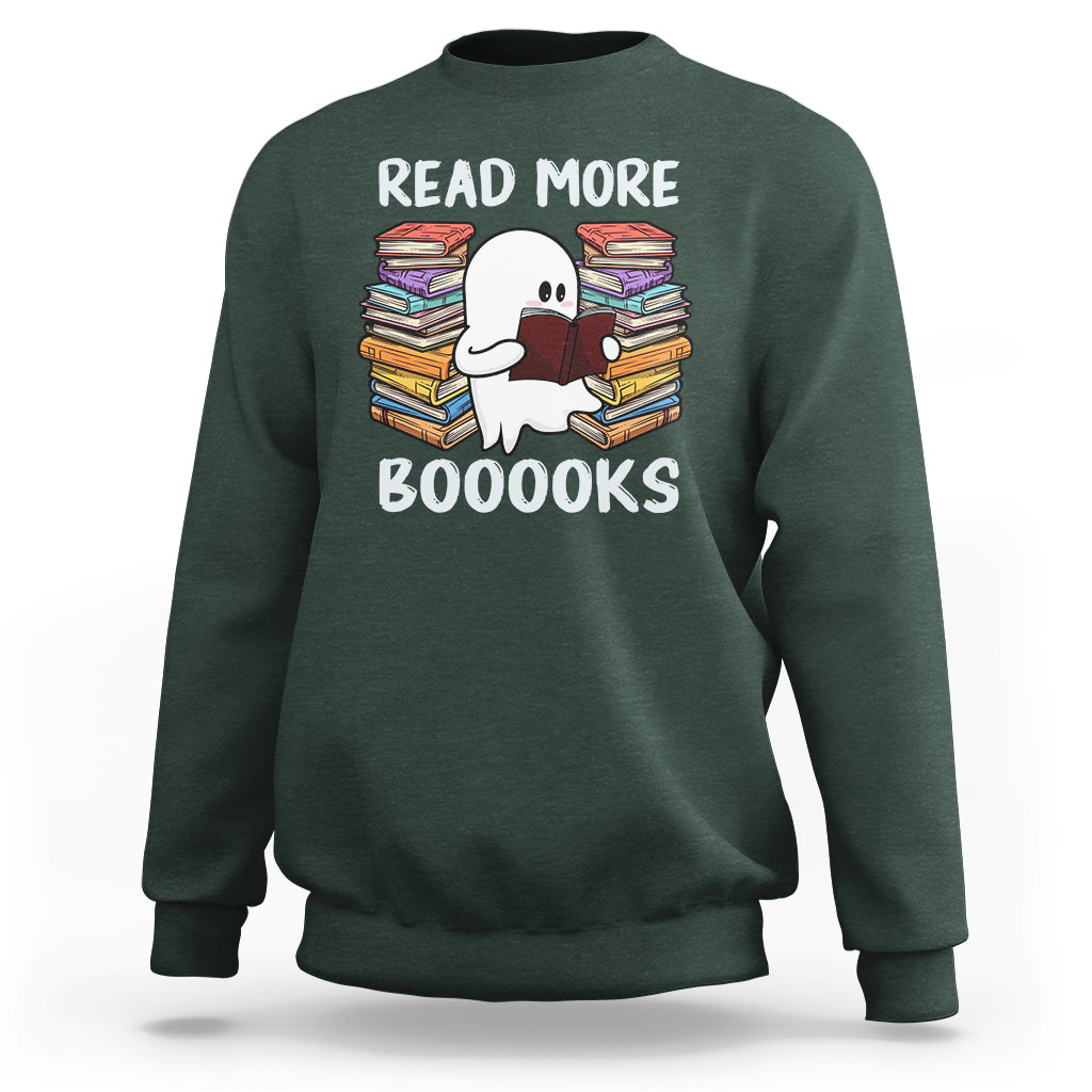 Halloween Reading Sweatshirt Read More Books Cute Ghost Boo Sheet - Wonder Print Shop