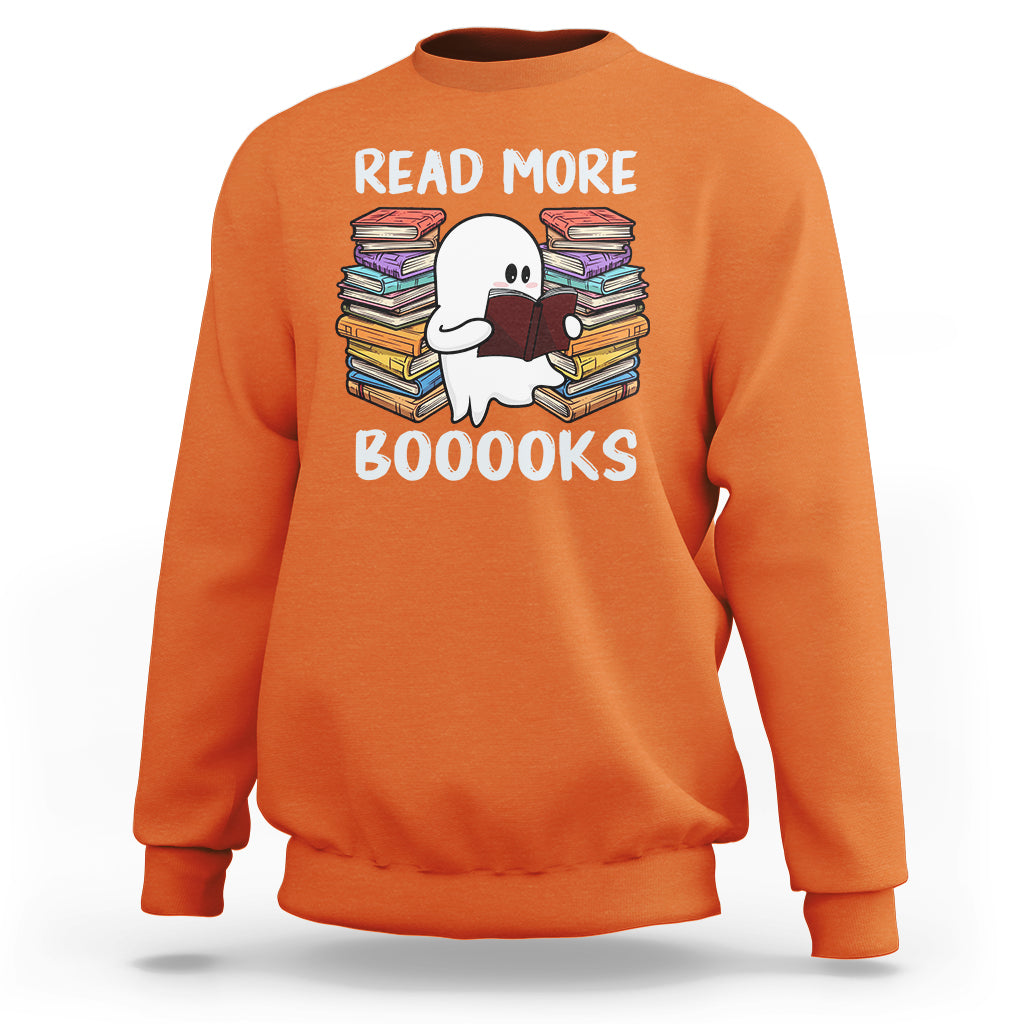 Halloween Reading Sweatshirt Read More Books Cute Ghost Boo Sheet - Wonder Print Shop