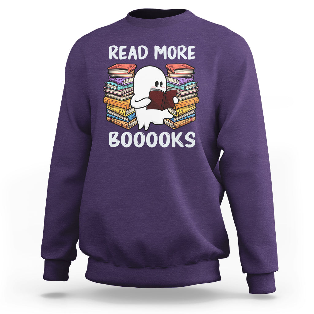 Halloween Reading Sweatshirt Read More Books Cute Ghost Boo Sheet - Wonder Print Shop
