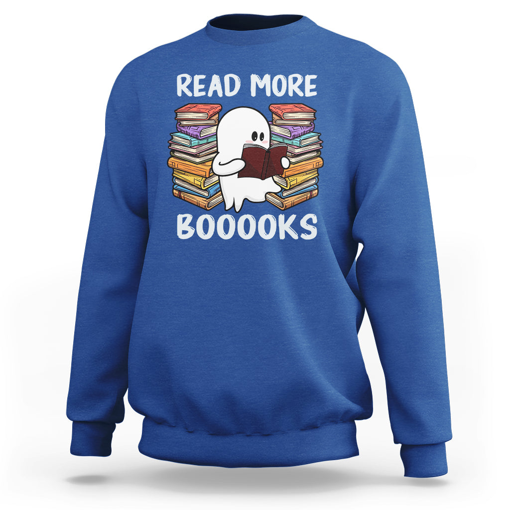 Halloween Reading Sweatshirt Read More Books Cute Ghost Boo Sheet - Wonder Print Shop