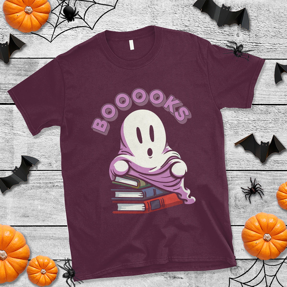 Halloween Reading T Shirt Booooks Cute Ghost Boo Sheet - Wonder Print Shop
