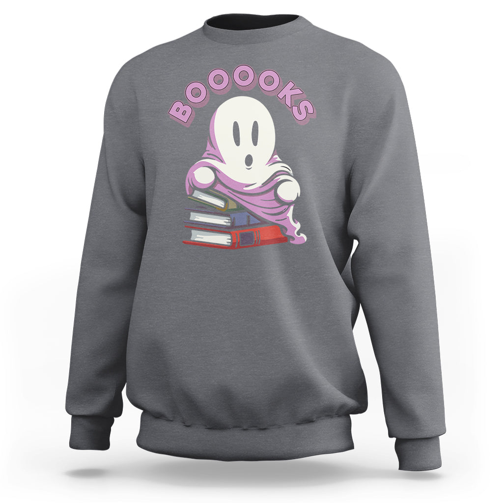 Halloween Reading Sweatshirt Booooks Cute Ghost Boo Sheet - Wonder Print Shop