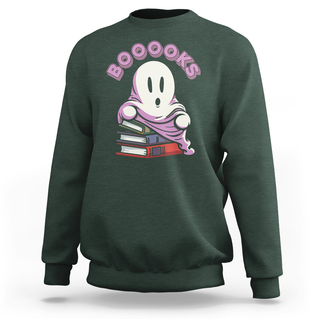 Halloween Reading Sweatshirt Booooks Cute Ghost Boo Sheet - Wonder Print Shop