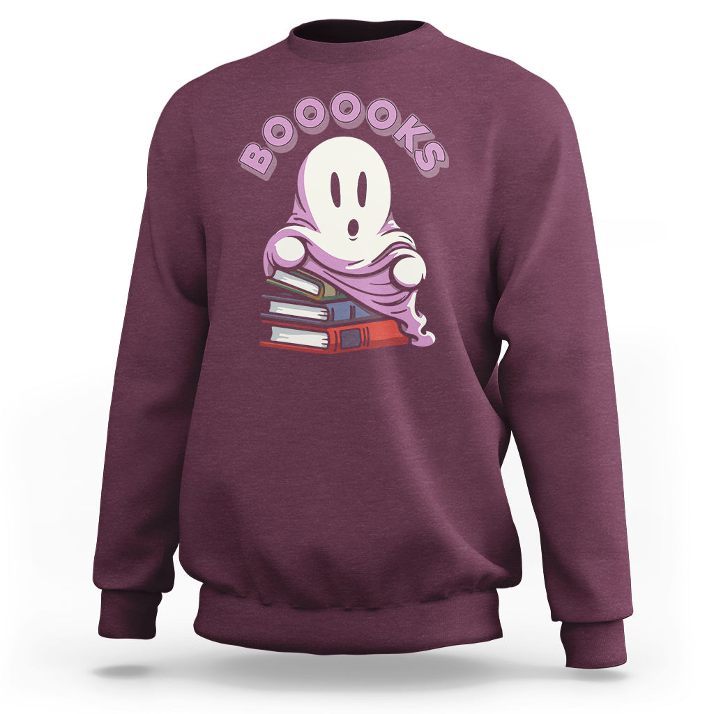 Halloween Reading Sweatshirt Booooks Cute Ghost Boo Sheet - Wonder Print Shop