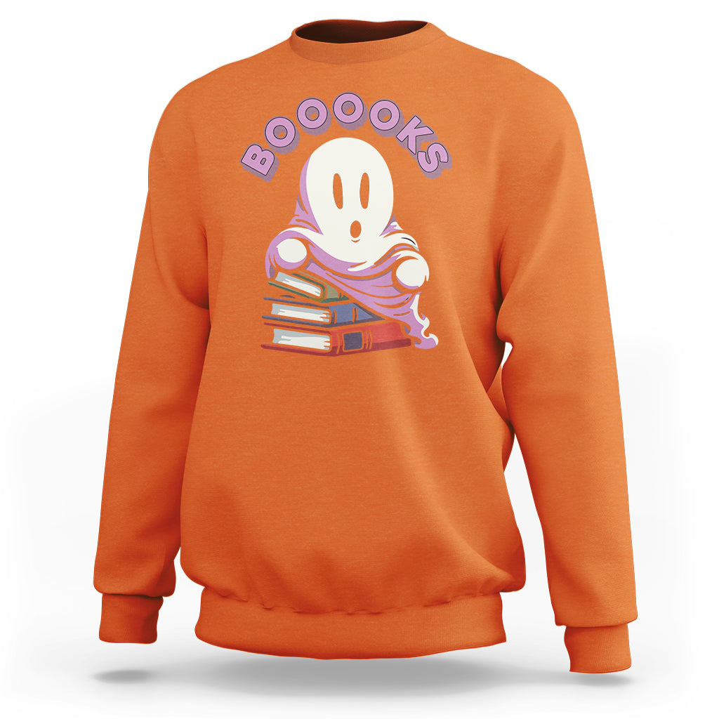 Halloween Reading Sweatshirt Booooks Cute Ghost Boo Sheet - Wonder Print Shop