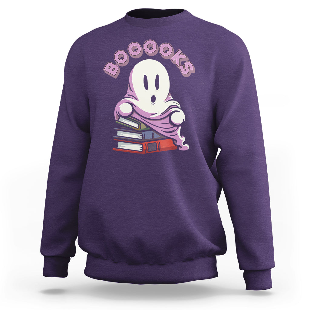 Halloween Reading Sweatshirt Booooks Cute Ghost Boo Sheet - Wonder Print Shop