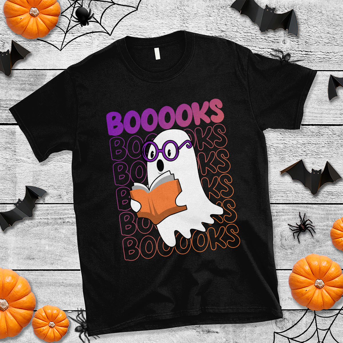 Halloween Reading T Shirt Booooks Cute Ghost Nerd Boo Sheet - Wonder Print Shop