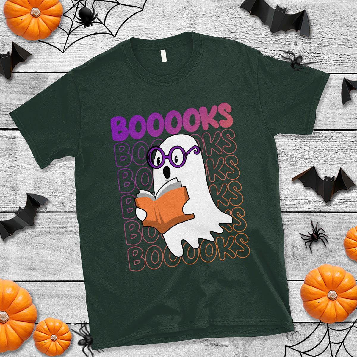 Halloween Reading T Shirt Booooks Cute Ghost Nerd Boo Sheet - Wonder Print Shop