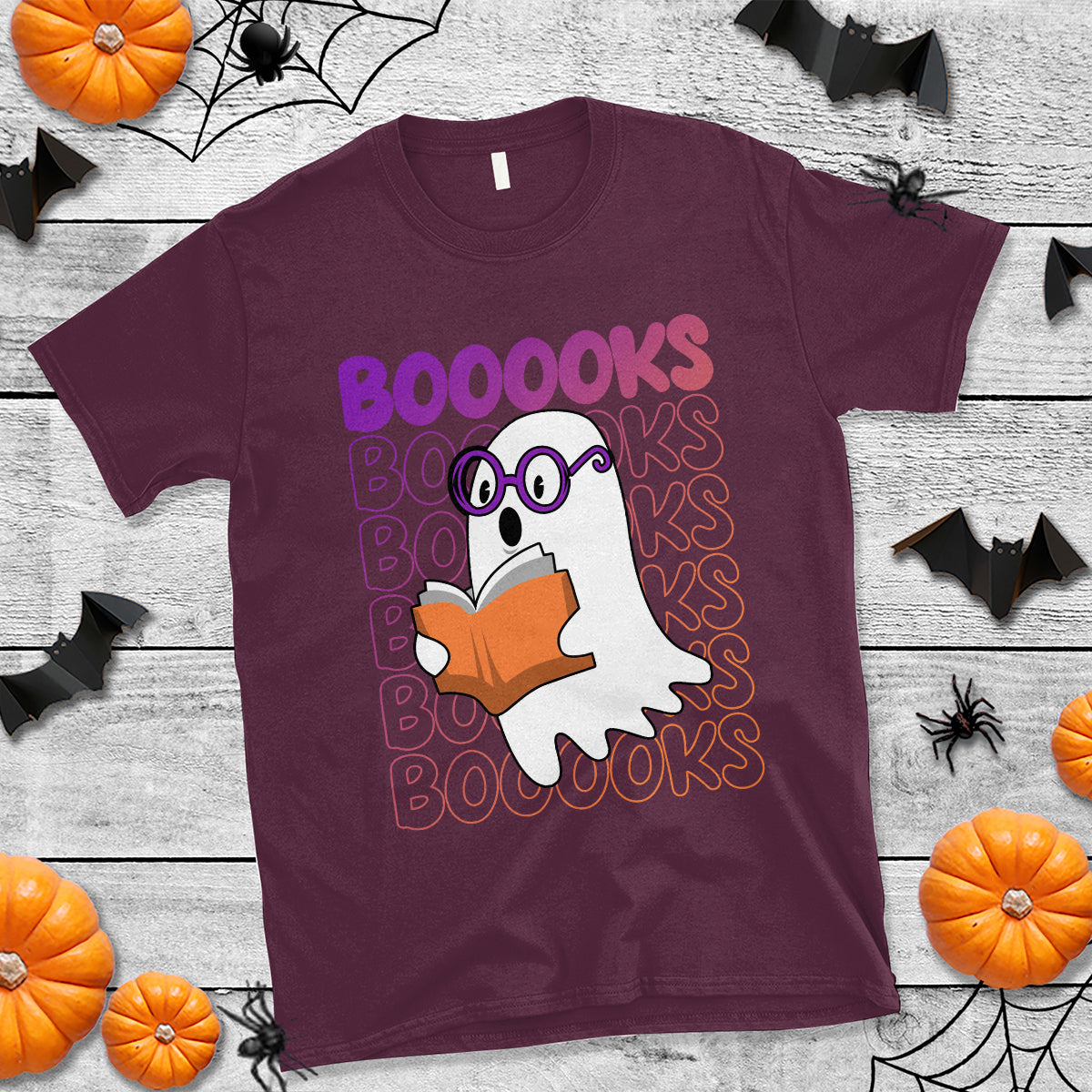 Halloween Reading T Shirt Booooks Cute Ghost Nerd Boo Sheet - Wonder Print Shop