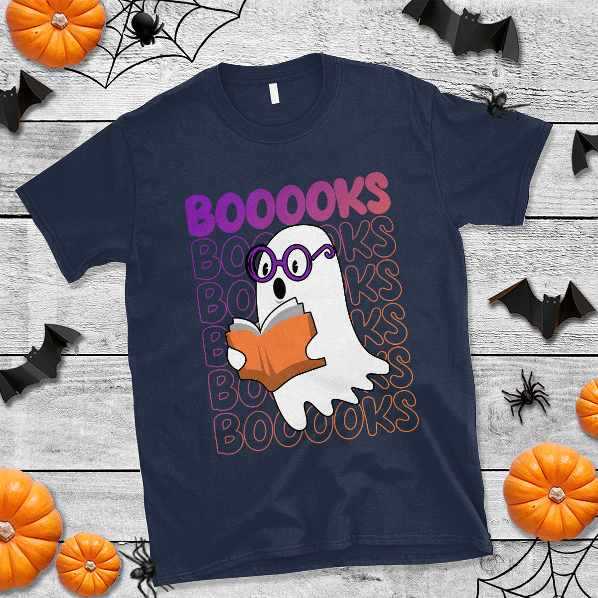 Halloween Reading T Shirt Booooks Cute Ghost Nerd Boo Sheet - Wonder Print Shop