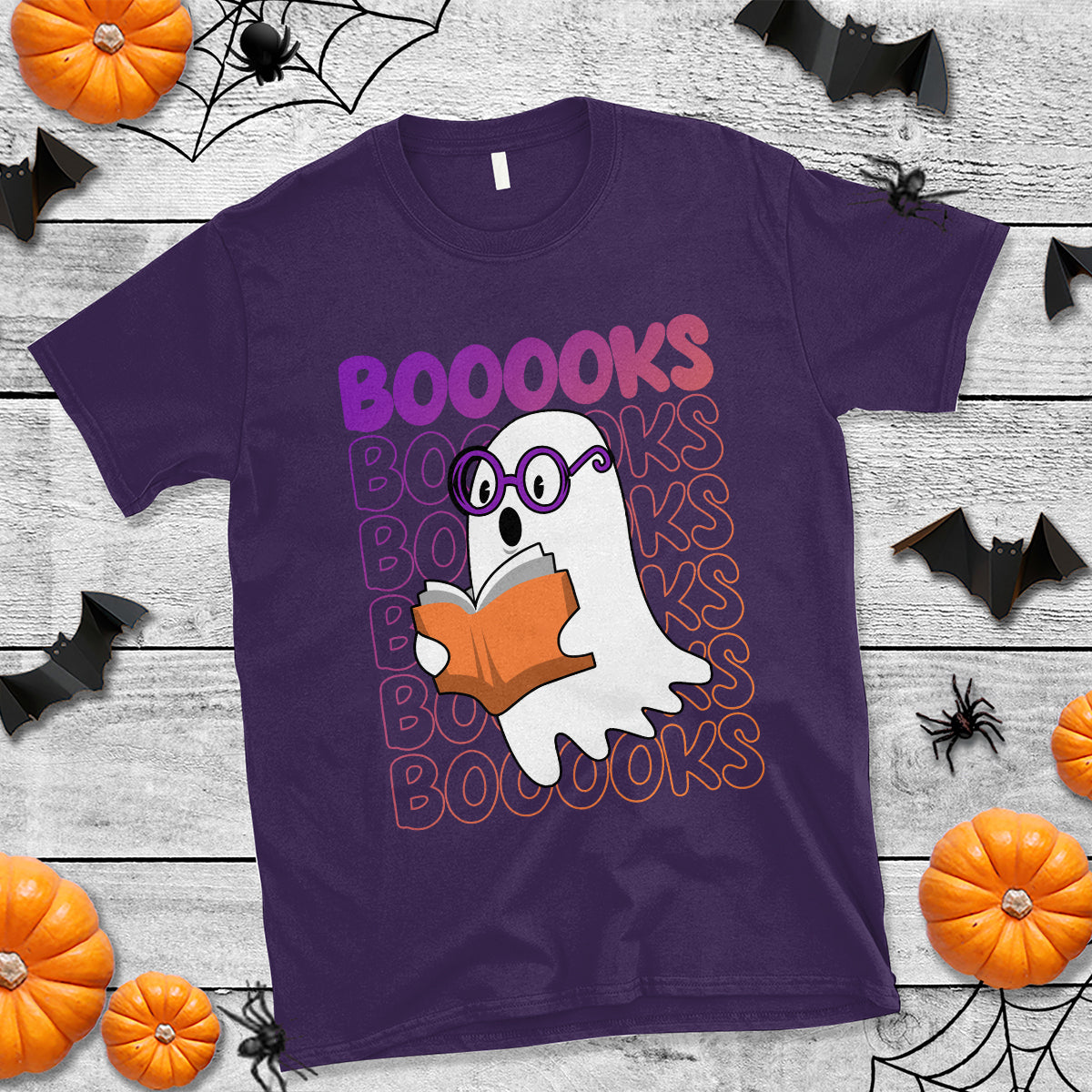 Halloween Reading T Shirt Booooks Cute Ghost Nerd Boo Sheet - Wonder Print Shop