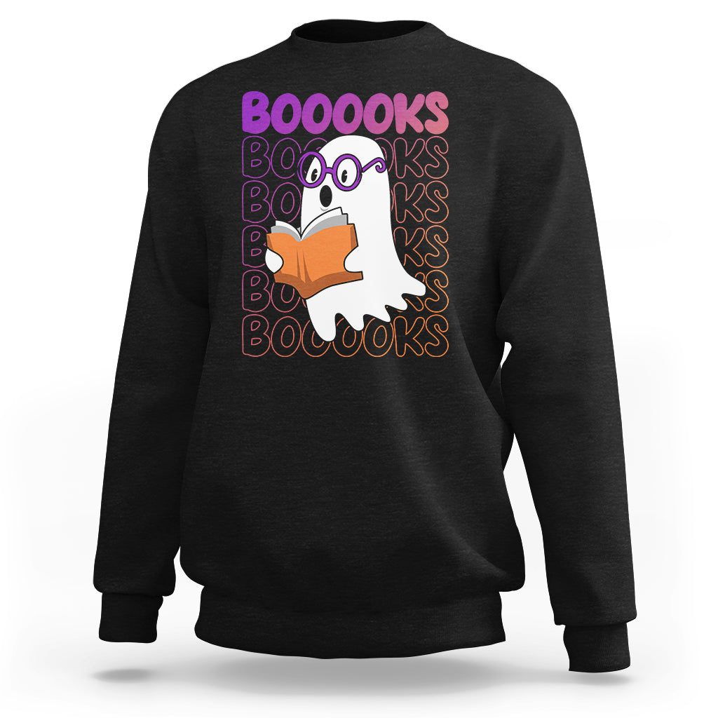 Halloween Reading Sweatshirt Booooks Cute Ghost Nerd Boo Sheet - Wonder Print Shop