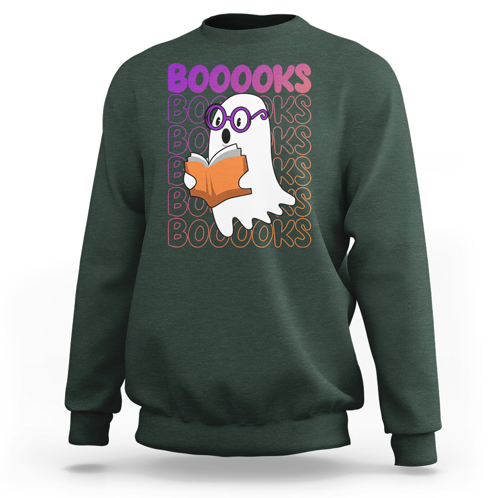 Halloween Reading Sweatshirt Booooks Cute Ghost Nerd Boo Sheet - Wonder Print Shop