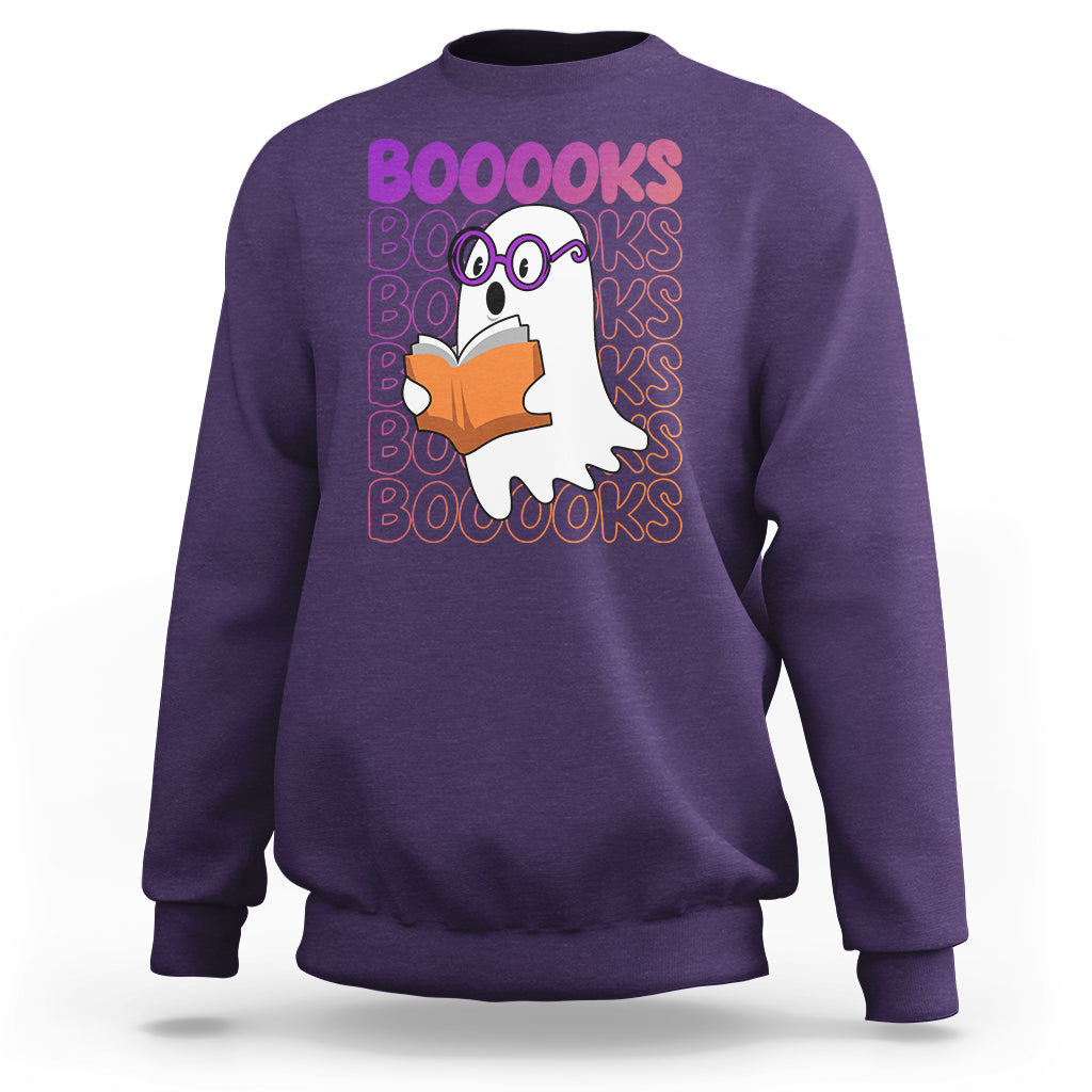 Halloween Reading Sweatshirt Booooks Cute Ghost Nerd Boo Sheet - Wonder Print Shop