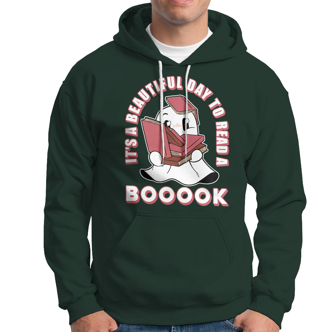 Halloween Reading Hoodie It's A Beautiful Day To Read A Book Cute Ghost Boo Sheet - Wonder Print Shop