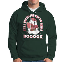 Halloween Reading Hoodie It's A Beautiful Day To Read A Book Cute Ghost Boo Sheet - Wonder Print Shop