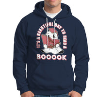Halloween Reading Hoodie It's A Beautiful Day To Read A Book Cute Ghost Boo Sheet - Wonder Print Shop