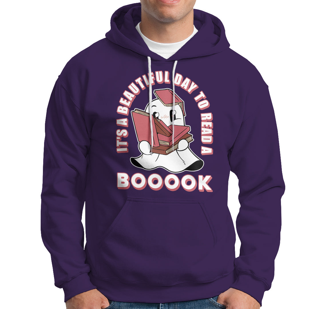 Halloween Reading Hoodie It's A Beautiful Day To Read A Book Cute Ghost Boo Sheet - Wonder Print Shop