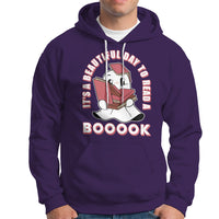 Halloween Reading Hoodie It's A Beautiful Day To Read A Book Cute Ghost Boo Sheet - Wonder Print Shop