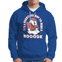 Halloween Reading Hoodie It's A Beautiful Day To Read A Book Cute Ghost Boo Sheet - Wonder Print Shop
