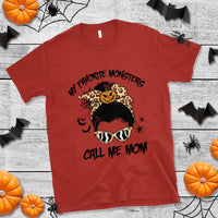 Halloween Mom T Shirt My Favorite Monsters Call Me Mom Messy Bun Halloween Costume - Wonder Print Shop