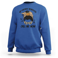 Halloween Mom Sweatshirt My Favorite Monsters Call Me Mom Messy Bun Halloween Costume - Wonder Print Shop