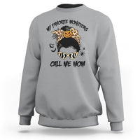 Halloween Mom Sweatshirt My Favorite Monsters Call Me Mom Messy Bun Halloween Costume - Wonder Print Shop
