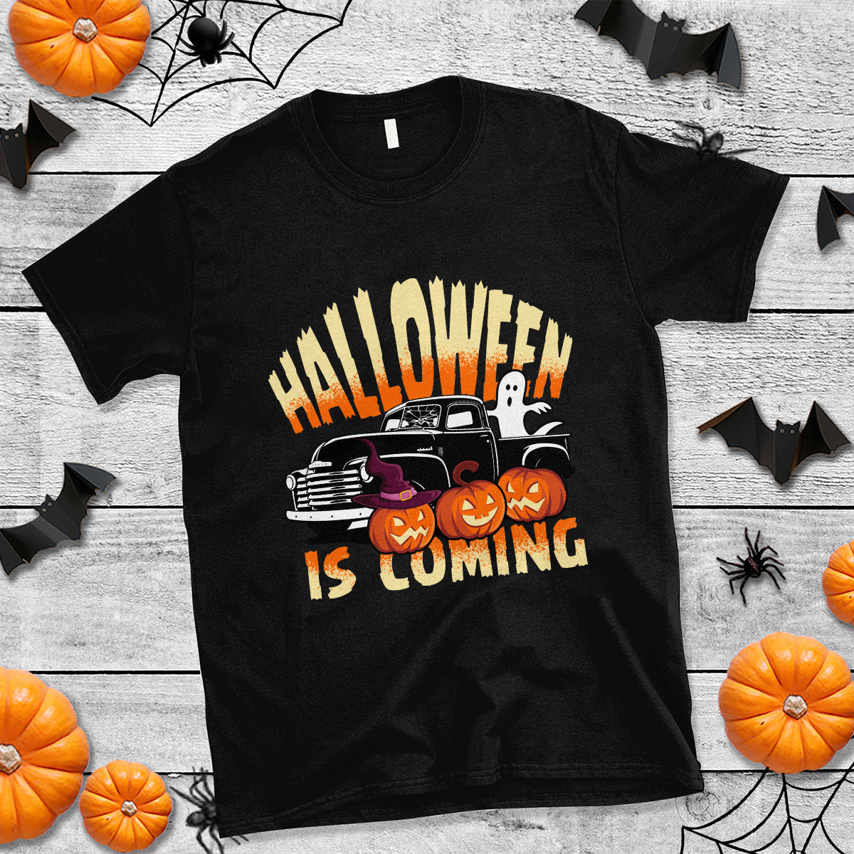 Halloween Season T Shirt Spooky Season Is Coming Scary Pumpkin Car - Wonder Print Shop