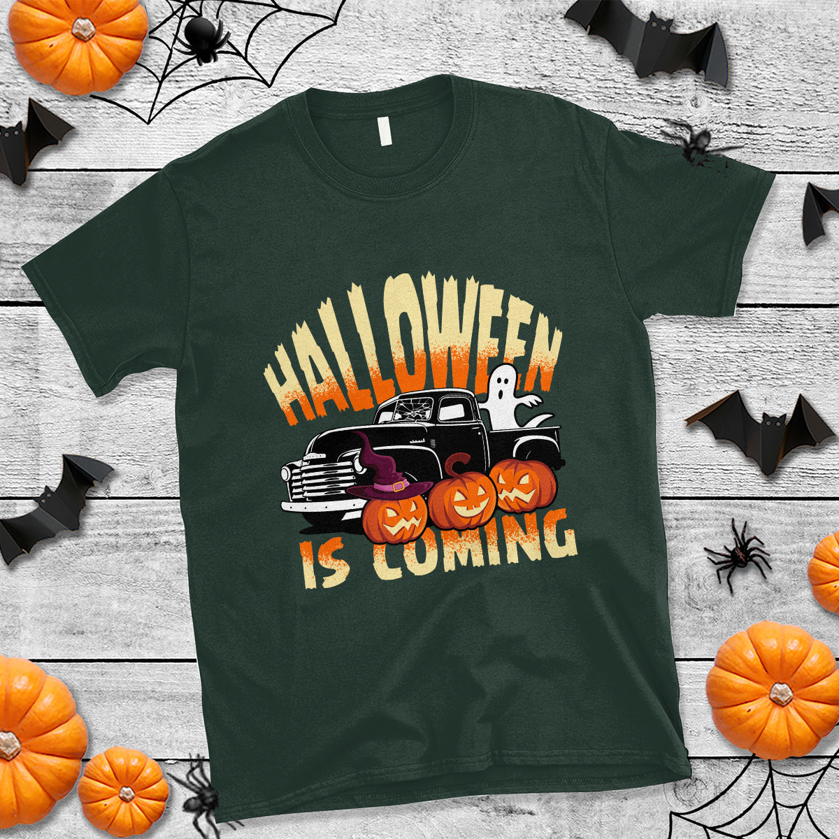 Halloween Season T Shirt Spooky Season Is Coming Scary Pumpkin Car - Wonder Print Shop