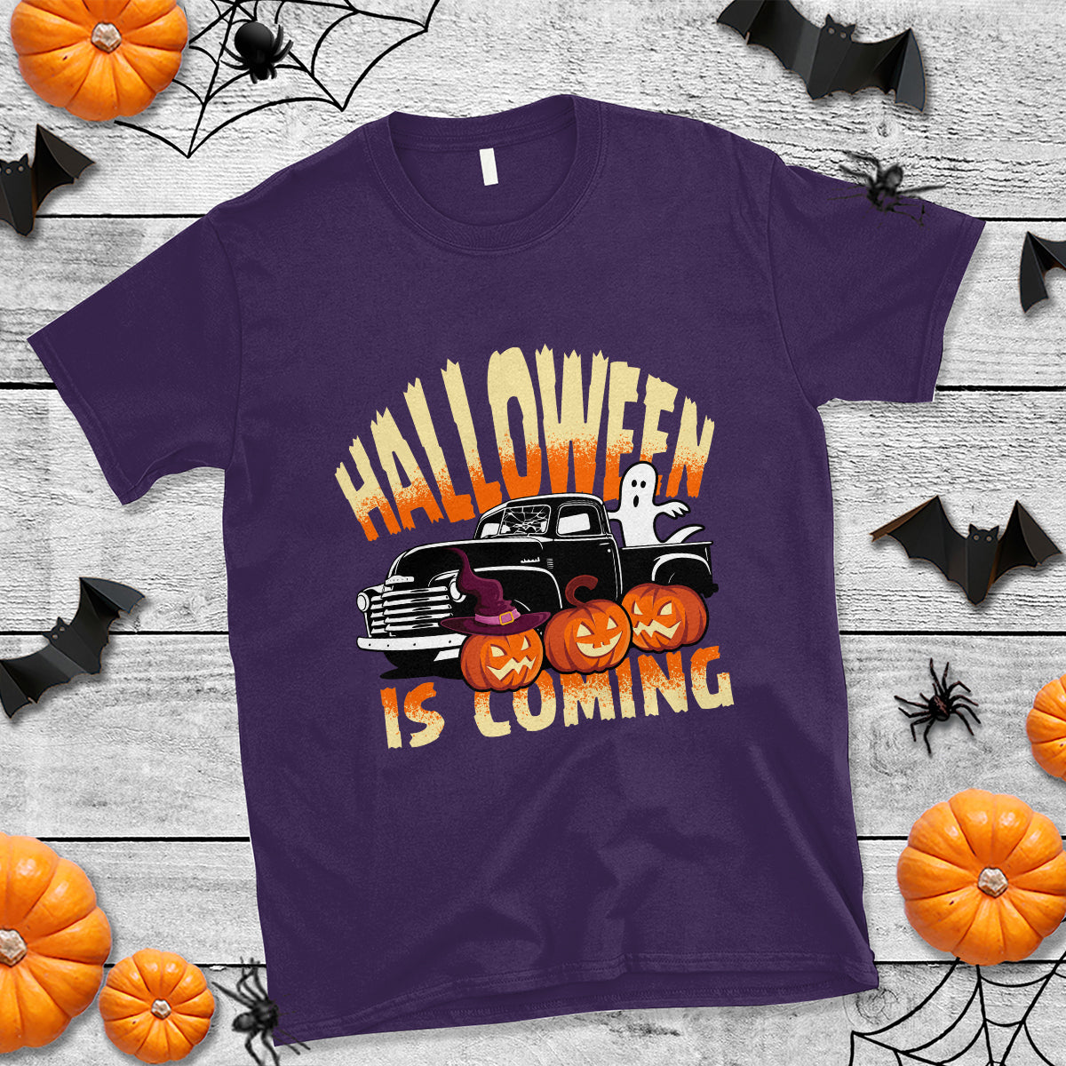 Halloween Season T Shirt Spooky Season Is Coming Scary Pumpkin Car - Wonder Print Shop
