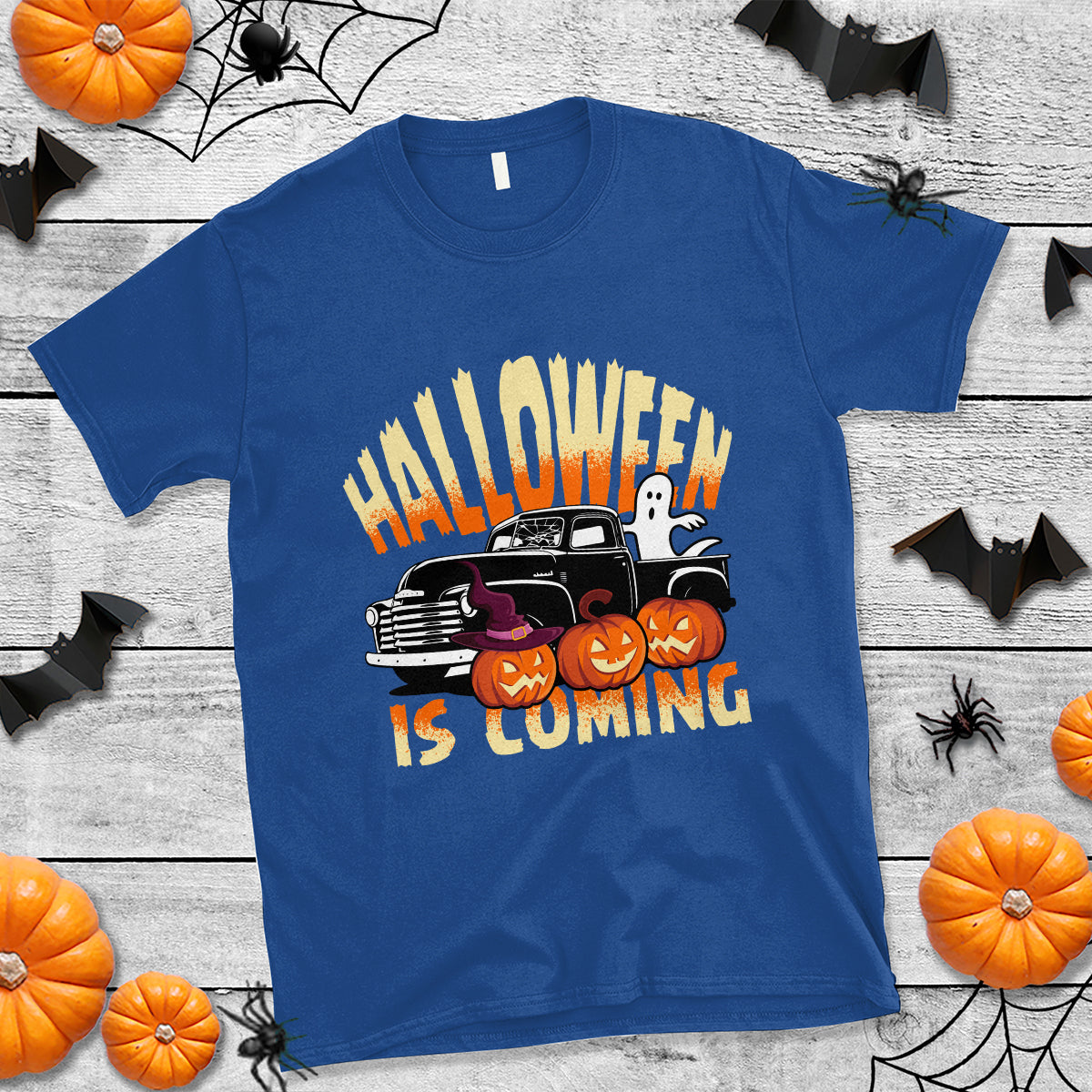 Halloween Season T Shirt Spooky Season Is Coming Scary Pumpkin Car - Wonder Print Shop