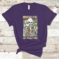 Funny Skeleton T Shirt Mentally Ill But Totally Chill Drinking Coffee Lover Halloween Costume - Wonder Print Shop