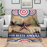 God Bless America Patriotic Eagle Throw Blanket Vintage We The People Constitution Independence Day Freedom Tribute