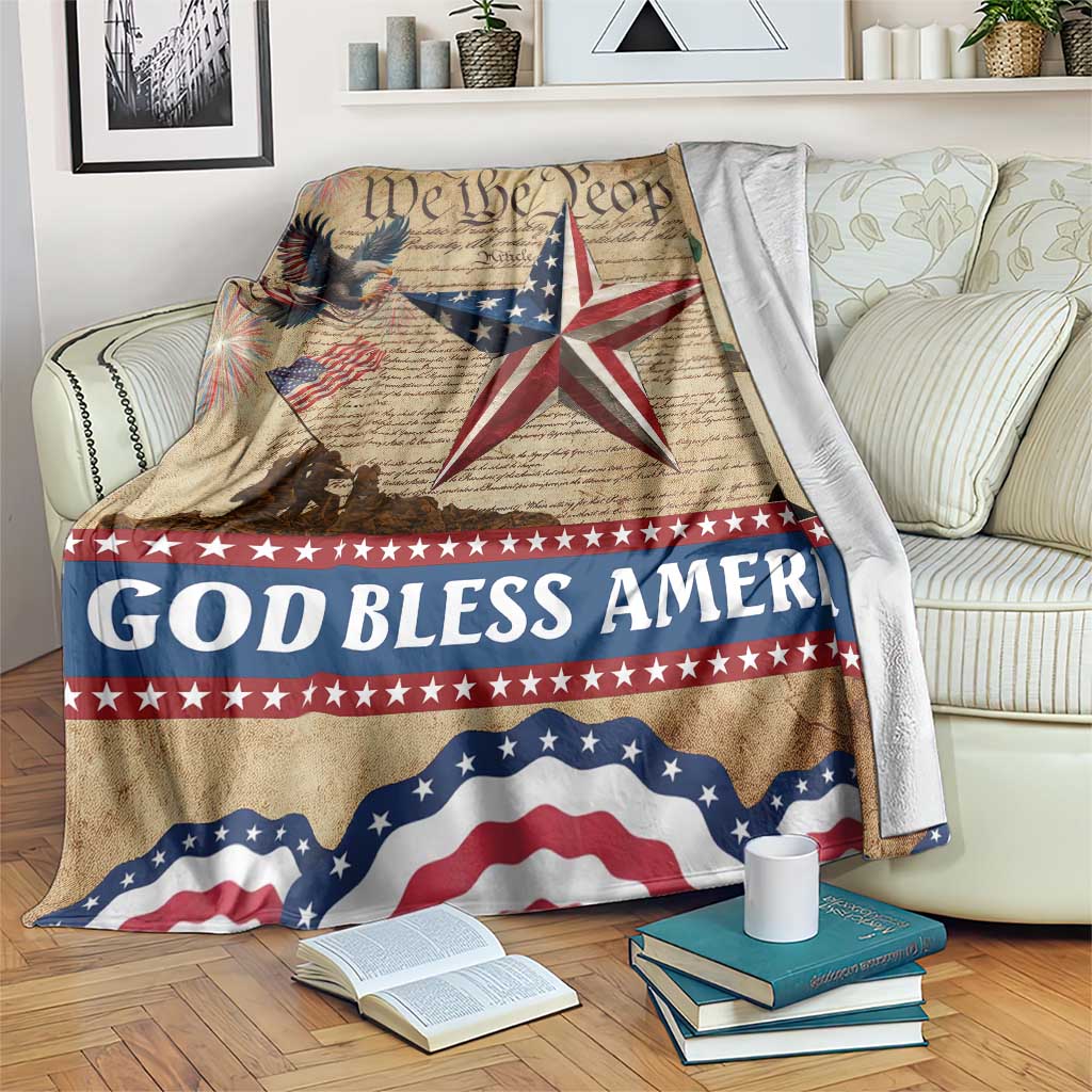 God Bless America Patriotic Eagle Throw Blanket Vintage We The People Constitution Independence Day Freedom Tribute