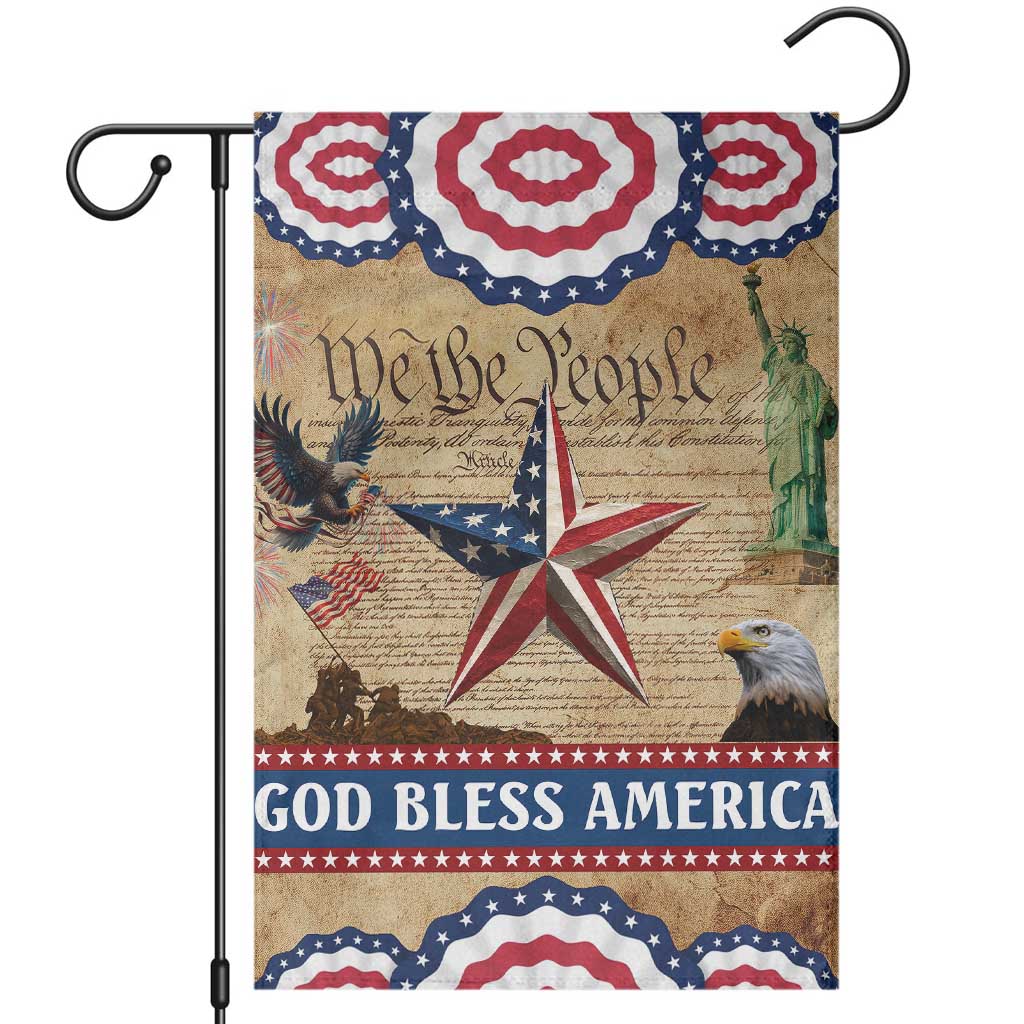 God Bless America Patriotic Eagle Garden Flag Vintage We The People Constitution Independence Day Freedom Tribute
