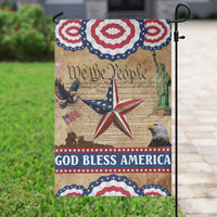 God Bless America Patriotic Eagle Garden Flag Vintage We The People Constitution Independence Day Freedom Tribute