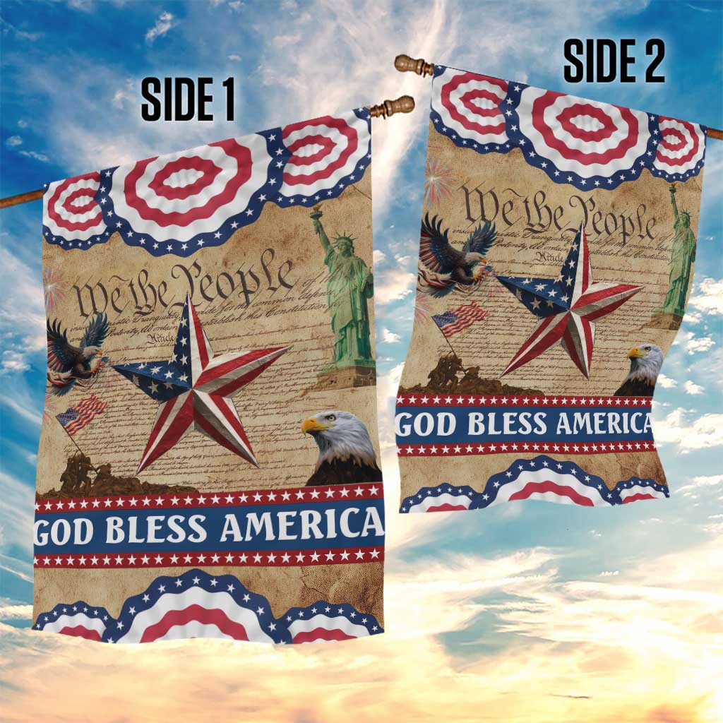 God Bless America Patriotic Eagle Garden Flag Vintage We The People Constitution Independence Day Freedom Tribute